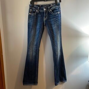 Miss Me sz 27 boot jeans cow print embellished pockets WJ17